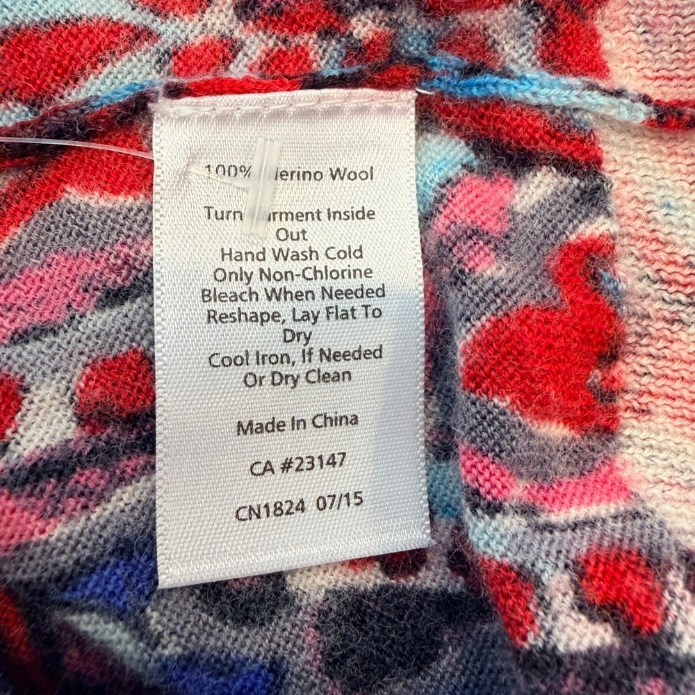 Talbots Cardigan Size M Blue Red Paisley Merino Wool Button Front Sweater - Picture 8 of 9